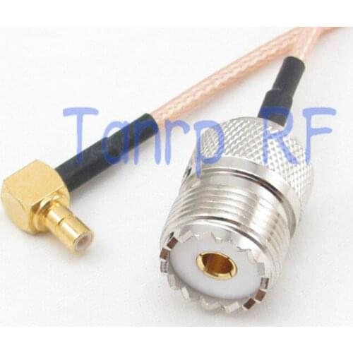 8in UHF female jack to SMB male plug right angle RF adapter connector 20CM Pigtail coaxial jumper cable RG316 extension cord