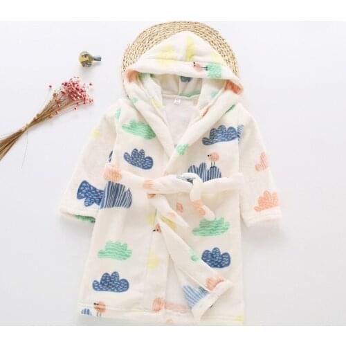 Kids Pajamas Robes Winter Baby Toddler Boys Girls Flannel Bathrobes Cartoon Hooded Night-Robe Children Pajamas Kids Sleepwear