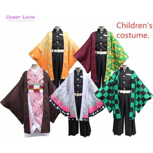 Demon Slayer Kimetsu no Yaiba child kid clothes Kamado Tanjirou Nezuko Agatsuma Zenitsu Kochou Shinobu Tomioka Cosplay Costume