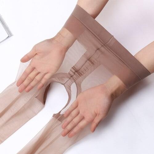 DOIAESKV Upgraded 1D Sexy Breathable Tight Transparent T Crotchless Women Pantyhose Ultra-thin Nylon Tight Stretchy Stocking