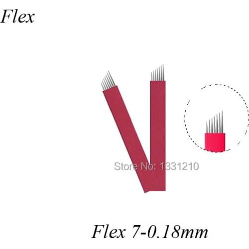 Flex 7 Diam 0.18mm Red Flexible Microblading Needles Tattoo Permanent Makeup Manual Eyebrow Blade For Tobori Pen
