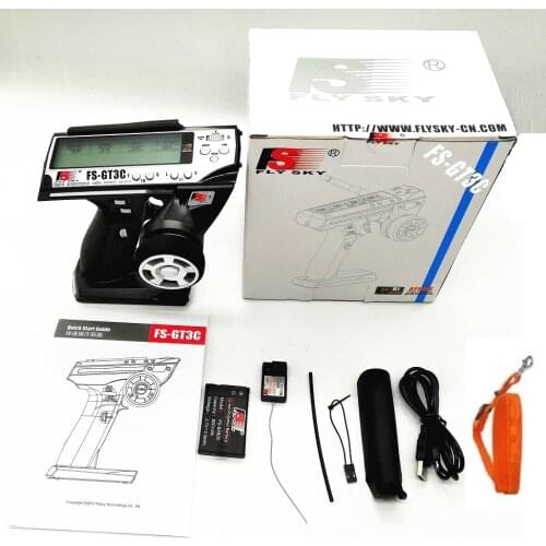 FLYSKY GT3C FS-GT3C 2.4GHz 3-Channel Transmitter with GR3E Receiver 2 Batteries For RC Cars Boat