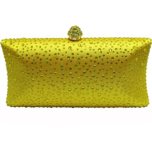 Hot Yellow Crystal Clutch Evening Clutch Bags for Womens Party Prom Clutches
