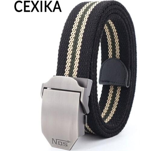 Men Women Canvas Belt NOS Metal Buckle Waistband Military Belt Army Tactical Belts Male Strap Big Size 100 130 140 150 160 170cm