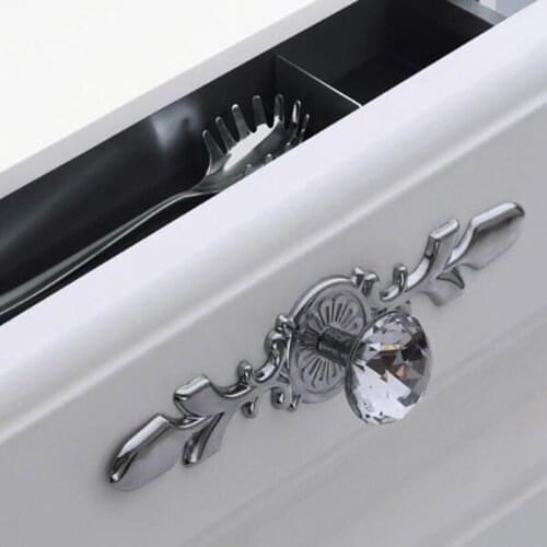 Chrome knob Crystal Glass Knobs Cupboard Pulls Drawer Knobs Kitchen Cabinet Handles Furniture Handle Hardware-in Cabinet Pulls