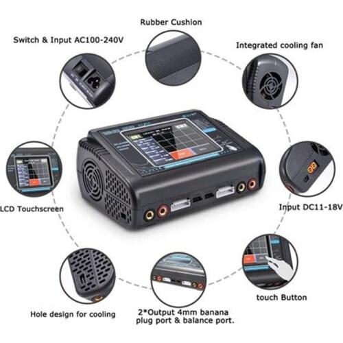 HTRC T240 DUO RC Charger AC 150W DC 240W Touch Screen Dual Channel Balance Discharger For RC Models Toys Lipo Battery