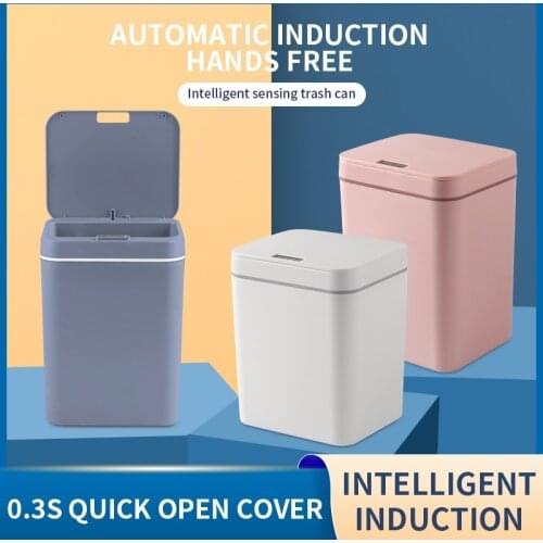 14/16L Intelligent Trash Bin Smart Automatic Trash Bins Induction Waste Bins Home Living Room Kitchen Bedroom Bathroom Trash Can