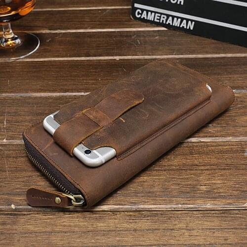BISI GORO Genuine Leather Men Wallet Fashion Men Famous Brand Long Wallet Business Credit Card Holder Coin Purse Phone Pocket