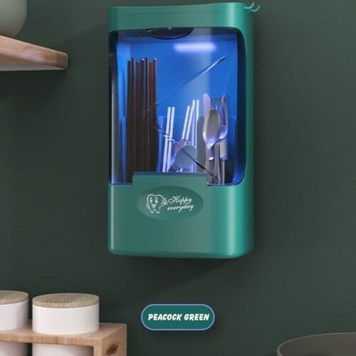 Kitchen Household Dustproof Chopsticks Tube Wall Mounted Disinfection Air Dryer Chopsticks Cage Tableware Storage Rack