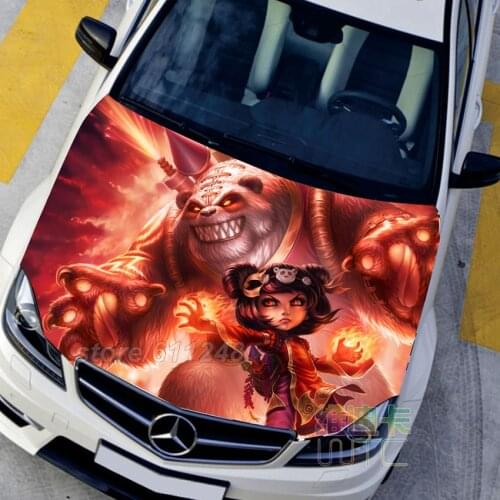 LOL Game Anime Itasha Hood Vinyl Stickers Annie Hastur The Dark Child Engine Cover Decals Sticker On Car Auto Accessories