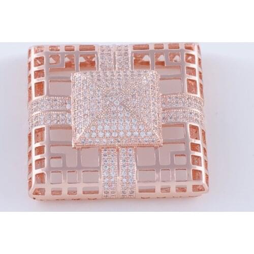 Supplies For Jewelry Micro Pave CZ Pendant For Pearl Jewellery Connectors Fittings Top Quality Copper Hollow Square Charms