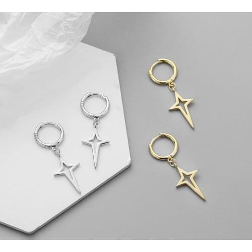 Fashion Cute Star Drop Hoop Earrings Simple Geometric Pendant Small Hoop Earrings For Women Jewelry Gift 2021