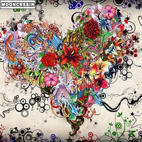 MOONCRESIN 5D Diy Diamond Painting Loving Heart Flowers Mosaic Diamond Embroidery Cross Stitch Arts Crafts Sewing Decor Home