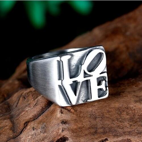Vintage Love Stainless Steel Mens Women Rings Simple for Girl Boyfriend Jewelry Creativity Gift Anel Wholesale Supplier