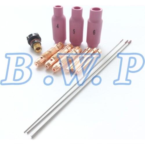 13Pcs TIG Consumables WT20 Tungsten Electrode Accessory Kit For 17 18 26 WP DB PTA Torches