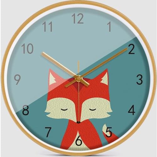 Wall Clock Kids Bedroom Animal Modern Design Nordic Round Wall Clock Quartz Silent Creative Cartoon Animals Reloj Mural Pared