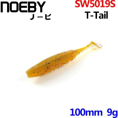NOEBY 5pcs/lot Soft Lure 100mm/9g Handmade Soft Fish Fishing Lure Thread Manual Silicone Bass T-Tail Swimbait Fishing Tackle