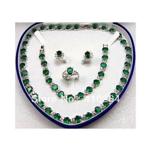 New - noble natural green zirconia jewelry set HAVE NO BOX