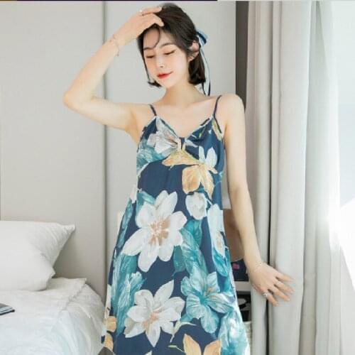 Maternity Dress Spring Pajamas For Pregnant Women Silk Sleeping Skirt Sling Sleeping Home Wear