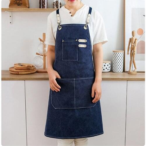 Floral Apron with Big Pockets Stud Reinforcement Water Repellent Adjustable Accessory
