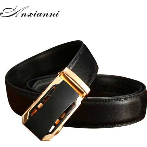 Automatic Belt Men Male Genuine Leather Waist Belts Solid Black Brown 110-130cm Long Luxury Formal Designer Belts