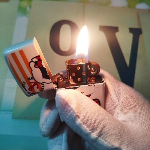 Retro Oil Lighter Color Printing Korosene KT Lighter Customized Cigarette Lighter Smoking Accessories Gift for Men Lighter Bulk