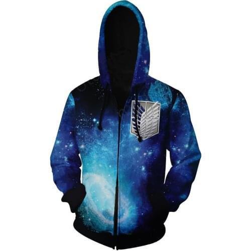 Attack on Titan Zipper Hoodie Starry Sky Background Shingeki no Kyojin Brown Sweatshirts Anime Cosplay Costumes jacket Coats