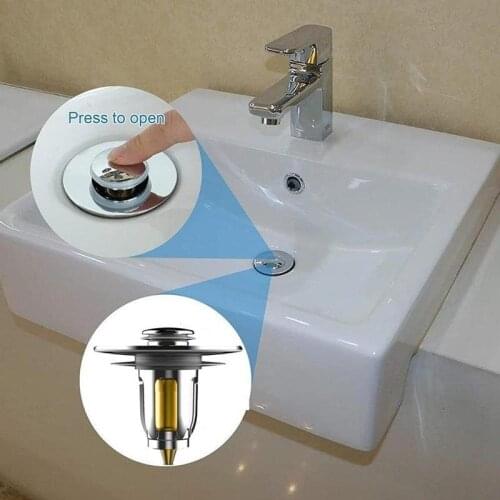 Universal Steel Up Bounce Core Basin Drain Filter Hair Catcher Deodorant Bath Stopper Kitchen Bathroom Tool New