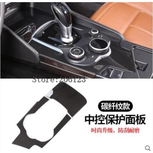 For Alfa Romeo Giulia 2017 ABS Carbon Fiber Interior Center Console Gear Shift Panel Cover Trim Auto Accessory