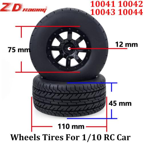 ZD Racing 4PCS 1/10 Rc Wheels Tires 75mm Rim 12mm Hex for 1/10 RC Car Traxxas Slash HPI Redcat Scx10 Trx4 Short Course Truck