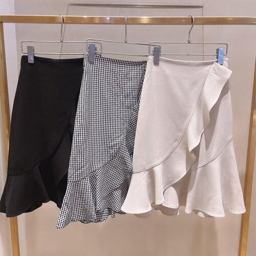 2021 summer new style womens pleated skirt simple fishtail skirt with ruffle