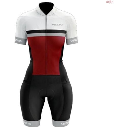 Vezzo Womens Cycling Jumpsuit Cheap Short Sleeve Female Cycling Suit Cyclist Overalls Professional Triathlon Racing Team Jersey