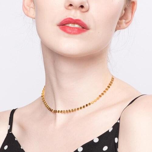 925 Sterling Silver Jewel Female Gold Round Disc Choker Necklaces for Women 2019 Statement Accessories Christmas Birthday Gifts