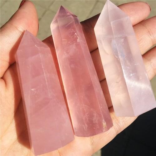 1pcs Natural pink powder crystal pillar healing powder quartz obelisk natural crystal energy stone cutting grinding