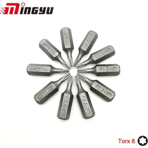 10pcs 1/4" Shank Torx T8 Precision Screwdriver Bit Set Mini Size Screw Driver For Hand Tools Watch Laptop Repairing Tool