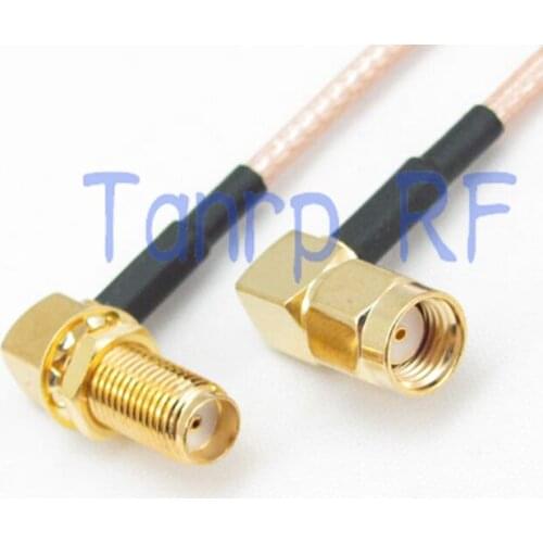 2PCS 20INCH RP SMA male to SMA female double right angle RF connector 50CM Pigtail coaxial jumper cable RG316 extension cable