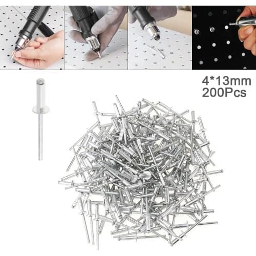 200pcs/ M4x13mm Aluminium Rivet Gun Core Pulling Riveting Break Mandrel Nail with Mushroon Head and Polished Chrome Surface