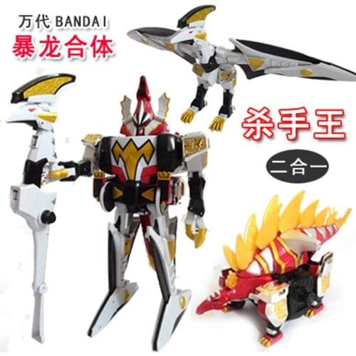 2in1 BANDAI Super Sentai Toys Sound Light Bakuryuu Sentai Abaranger Deformed Robot Model Action Figure Toy Collection Gift