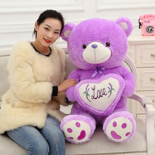 50/70cm 3 Colors of 2 Sizes Cute Sitting Bear Stuffed Dolls with Big Love Heart PP Cotton Plush Toys Soft Bear Doll Kids' Gifts