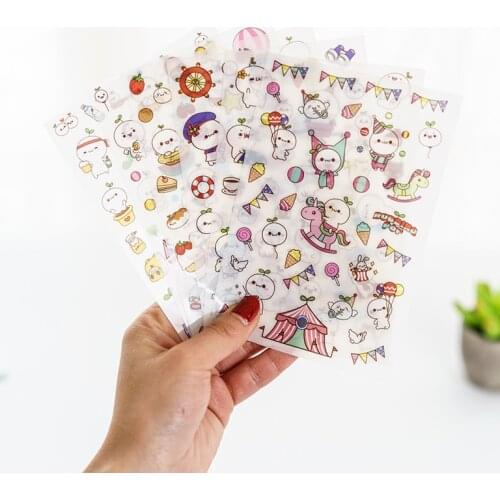 6sheets/lot Kawaii Cartoon Decorative Sticker Diary Album Label Sticker Diy Scrapbooking Stationery Stickers