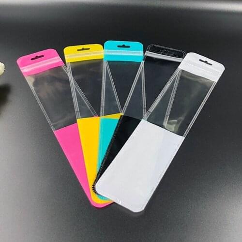 7x40cm Clear Long Zip Lock Plastic Bag Packaging Ziplock With Hole Package Self Seal Resealable Zipper Cloth Food Pouch Bag