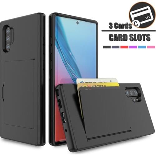 Flip Armor Card Slots Cover For Samsung S10 Note 10 Plus 5G S10E Coque Candy Color Business Case For Galaxy S10+ Note 10+ Funda