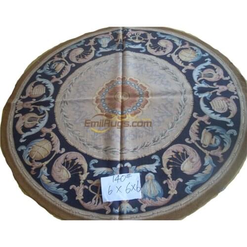 Pure hand woven wool carpet french aubusson rugs in 183CMX183CM 6'X 6' 140#gc147aubyg30