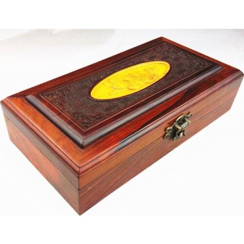 Rosewood carved jewelry box Zhi tenon boxwood inlay red wood crafts home gifts Decoration