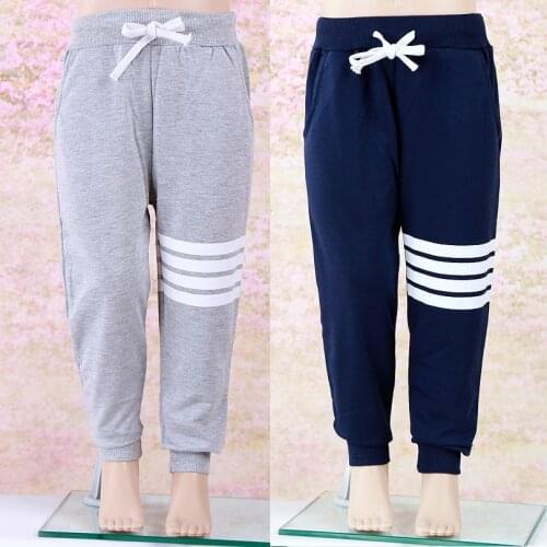 Newest Baby Boys Long Trouser Elastic Waist Children Sport Pant Striped Leg Cotton Kids Harem Pant 90-140 Casual Britches Slack