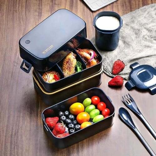 Double-layer lunch box bento office worker Japanese-style separated fat-reducing fitness ins Japanese lunch box can be microwave
