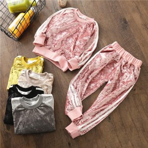 Childrens Clothing Sets Baby Girls Tracksuits 2019 Autumn New Baby Girl Gold Velvet Set Christmas Clothes Toddler Outwear Sets