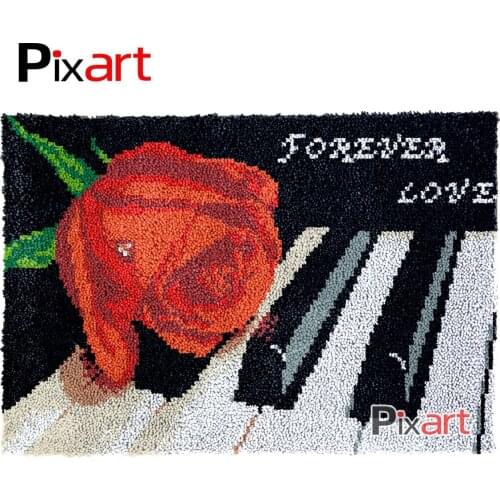 Latch Hook Rug Forever Love Crocheting Wall Tapestry Kits DIY Carpet Rug Chunky Yarn Needlework Knitted Floor Mat Hobby & Crafts