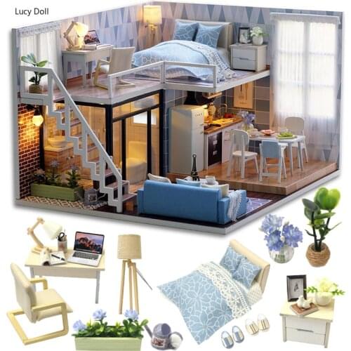 Lucydoll Doll House Furniture Miniature Dollhouse DIY Miniature House Toys For Children Stickers DIY Dollhouse I