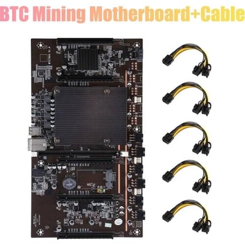 H61 X79 BTC Mining Motherboard with 5X8Pin to Dual 8Pin Cable 5X PCI-E 8X LGA 2011 DDR3 Support 3060 3080 GPU for BTC